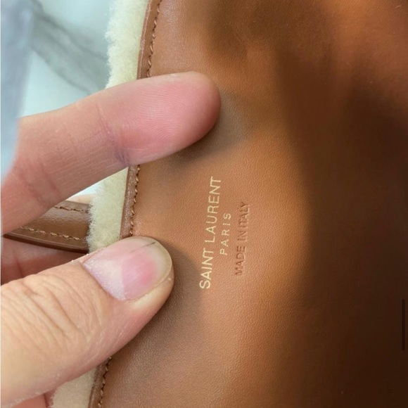 Saint Laurent Shearling Crossbody Bag in Cream and Tan - Picture 6 of 8